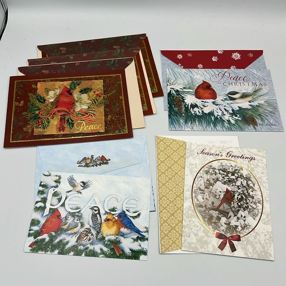 9 Birds Christmas Holiday Season Greeting Cards Card NEW unused - Picture 2 of 4